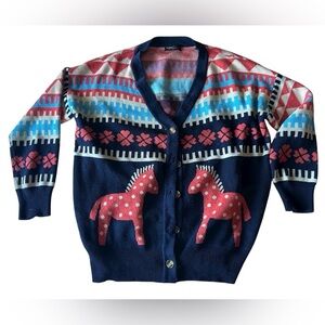 Kuose Pink and Blue Knit Sweater